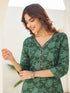 Dark Green Pure Cotton Floral Printed Straight Kurta Pant Set